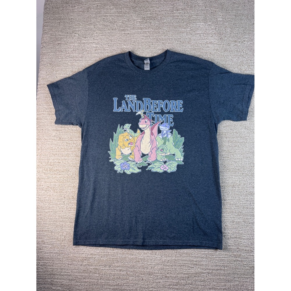 Gildan The Land Before Time Graphic T-Shirt Mens Large Gray Dinosaur Littlefoot